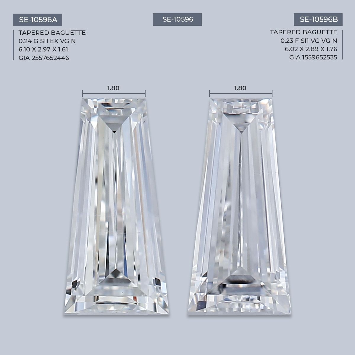 0.24 ct Tapered baguette Diamond