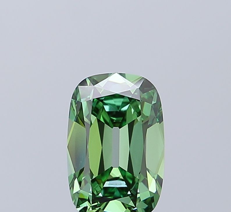 1.57 CT Fancy Vivid Green CUSHION BRILLIANT