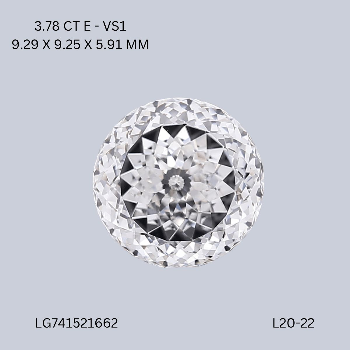 3.78 ct. round Lab Grown Diamond front image