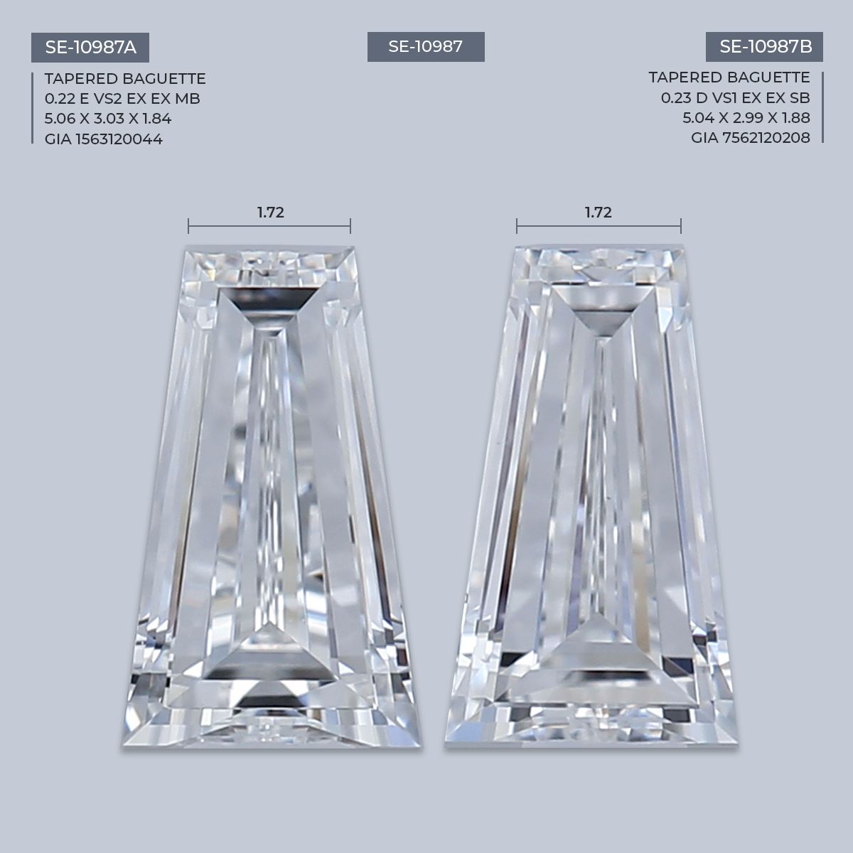 0.23 ct Tapered baguette Diamond
