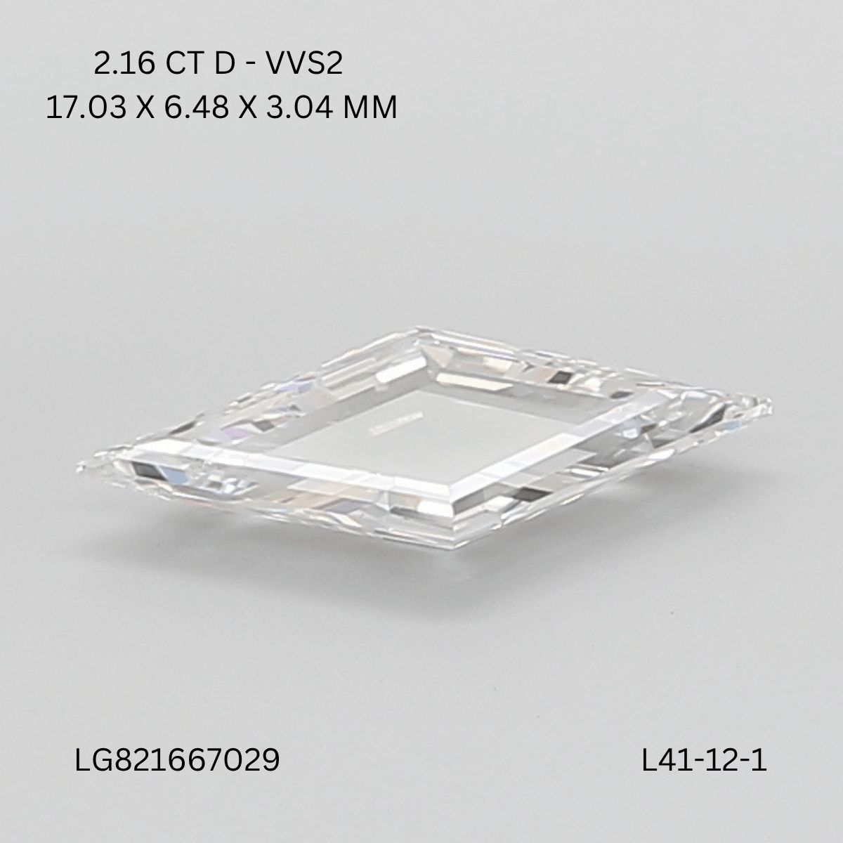 2.16 ct lab-grown Lozenge Diamond