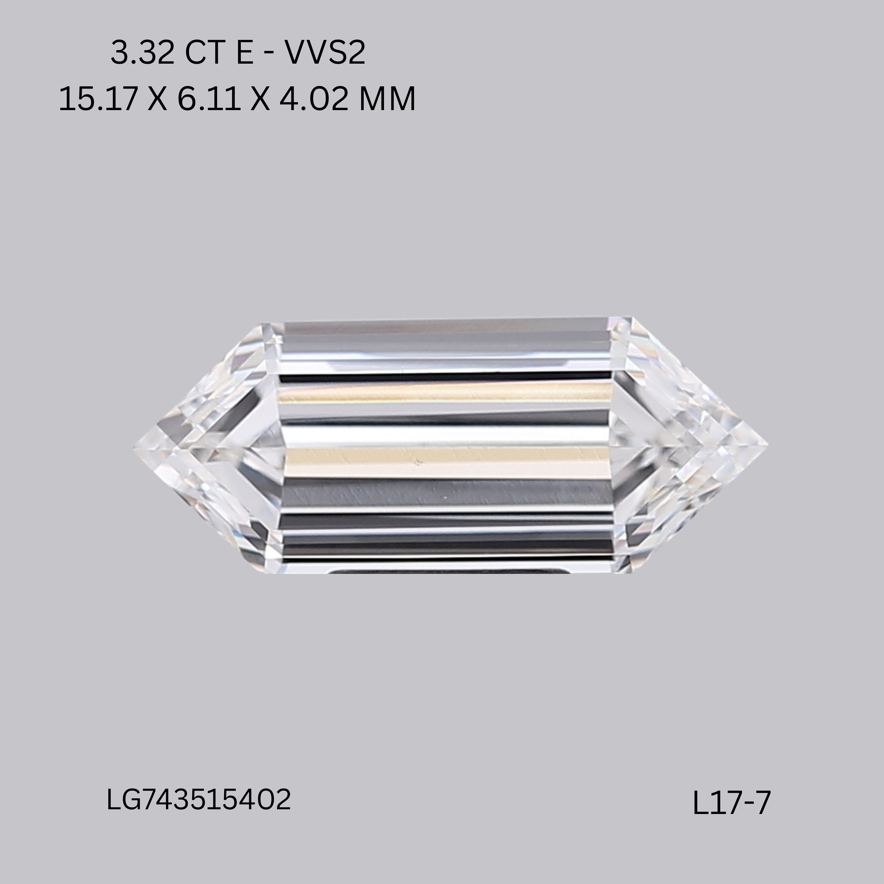 3.32 ct lab-grown Hexagonal Diamond