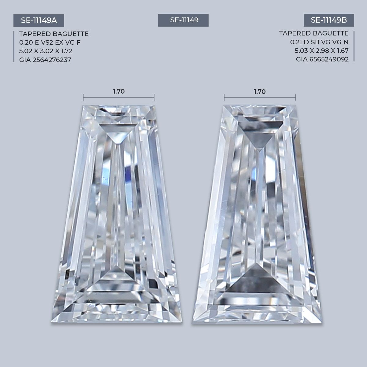 0.21 ct Tapered baguette Diamond