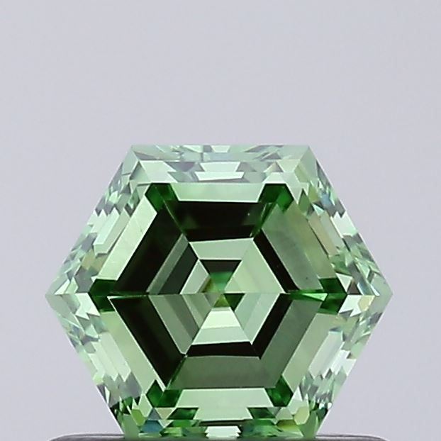 0.54 CT Fancy Vivid Green HEXAGONAL