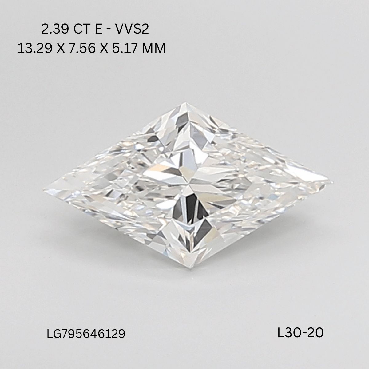 2.39 ct lab-grown Lozenge Diamond