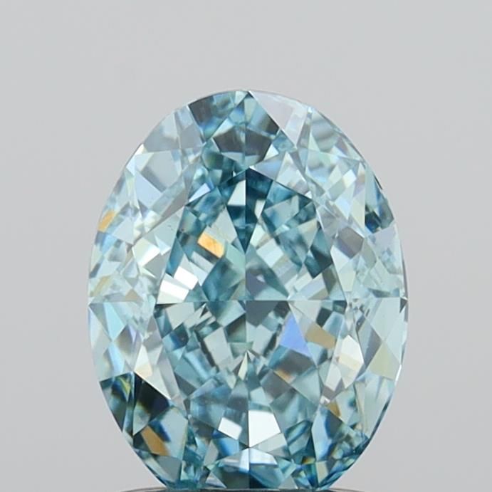 1.43 CT Fancy Vivid Greenish Blue OVAL