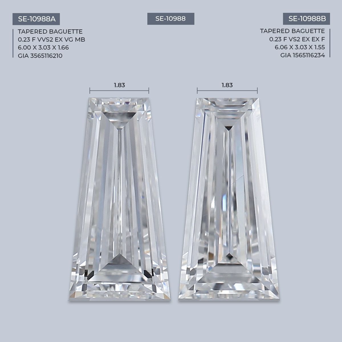 0.23 ct Tapered baguette Diamond