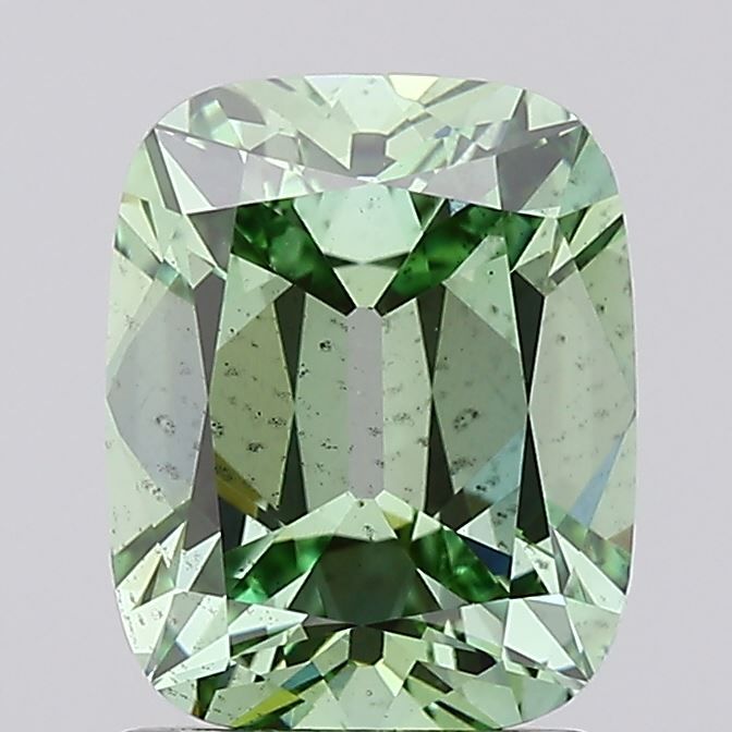 1.85 CT Fancy Vivid Green CUSHION BRILLIANT