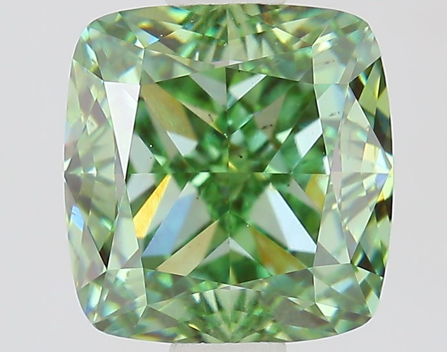 1.52 CT Fancy Vivid Green CUSHION MODIFIED