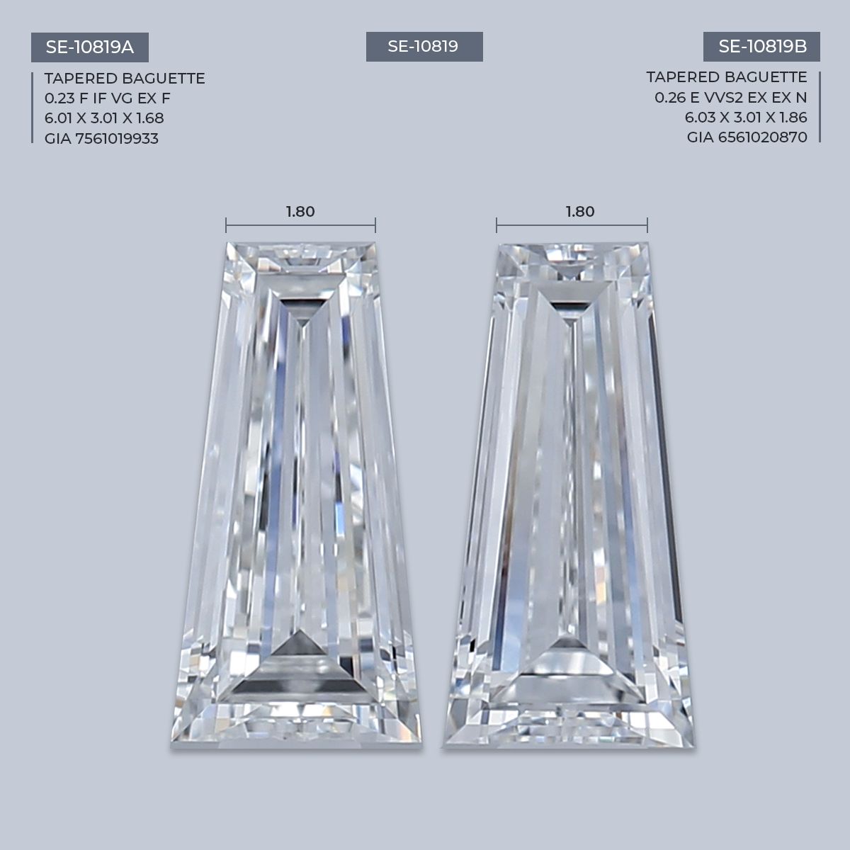 0.26 ct Tapered baguette Diamond