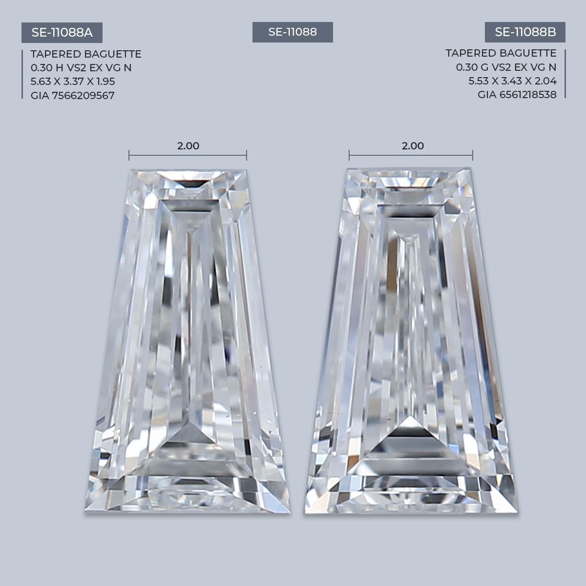 0.3 ct Tapered baguette Diamond