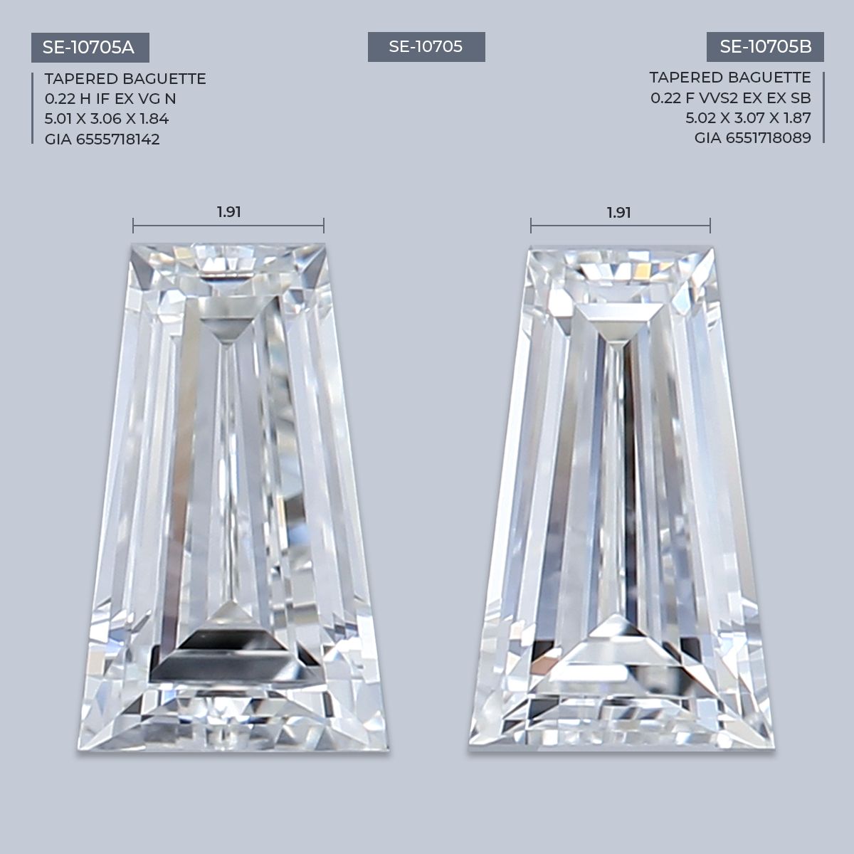 0.22 ct Tapered baguette Diamond