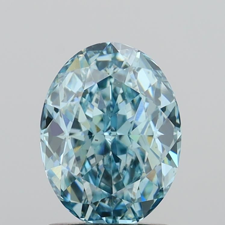 1.65 CT Fancy Vivid Greenish Blue OVAL