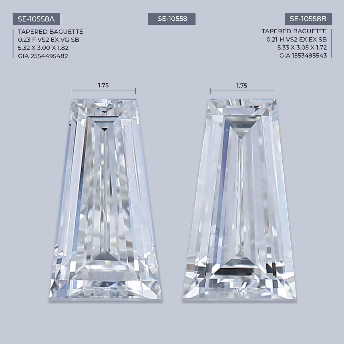 0.21 ct Tapered baguette Diamond