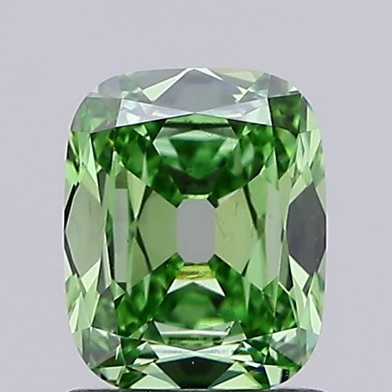1.01 CT Fancy Vivid Green CUSHION EUROPEAN CUT