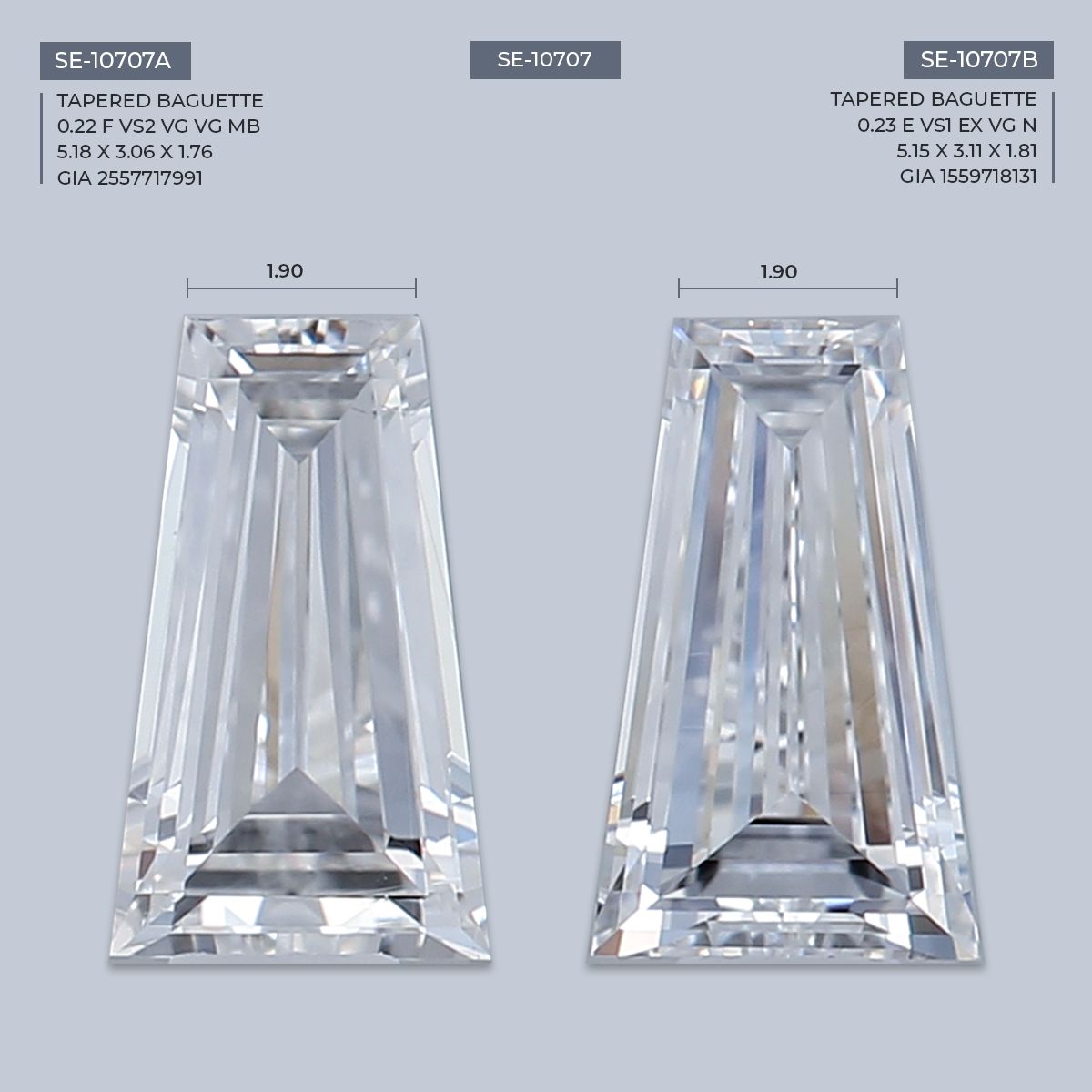 0.22 ct Tapered baguette Diamond
