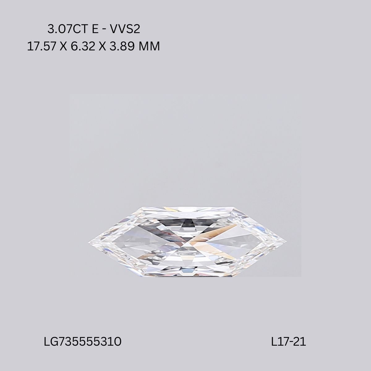 3.07 ct lab-grown Hexagonal Diamond