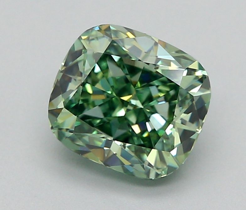 1.55 CT Fancy Vivid Green CUSHION MODIFIED