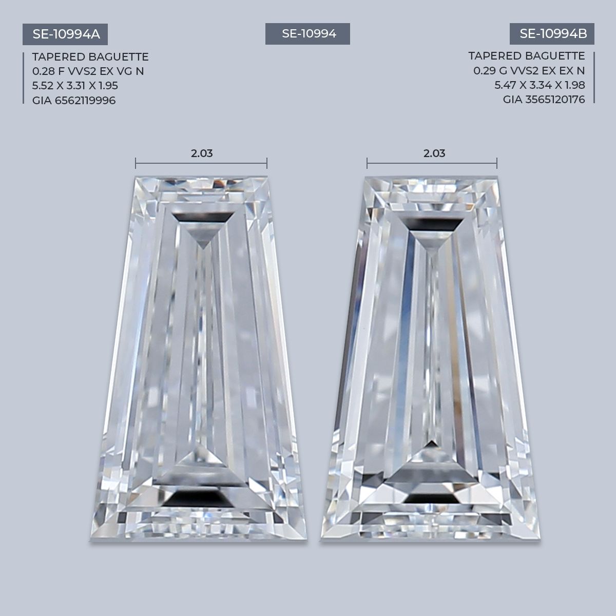 0.29 ct Tapered baguette Diamond