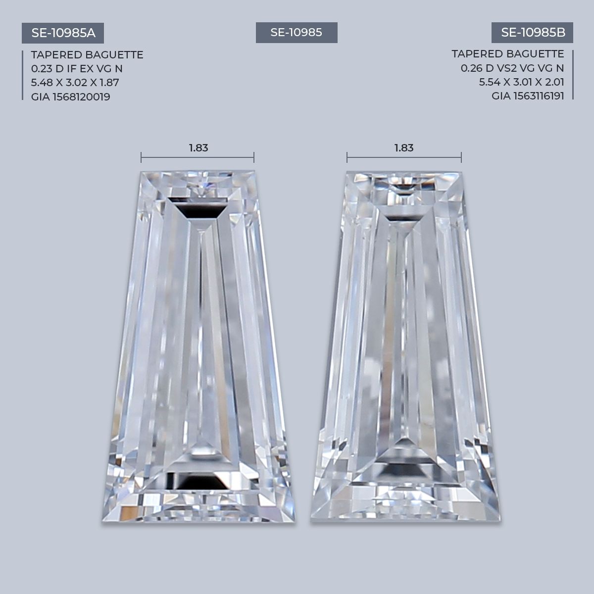 0.23 ct Tapered baguette Diamond