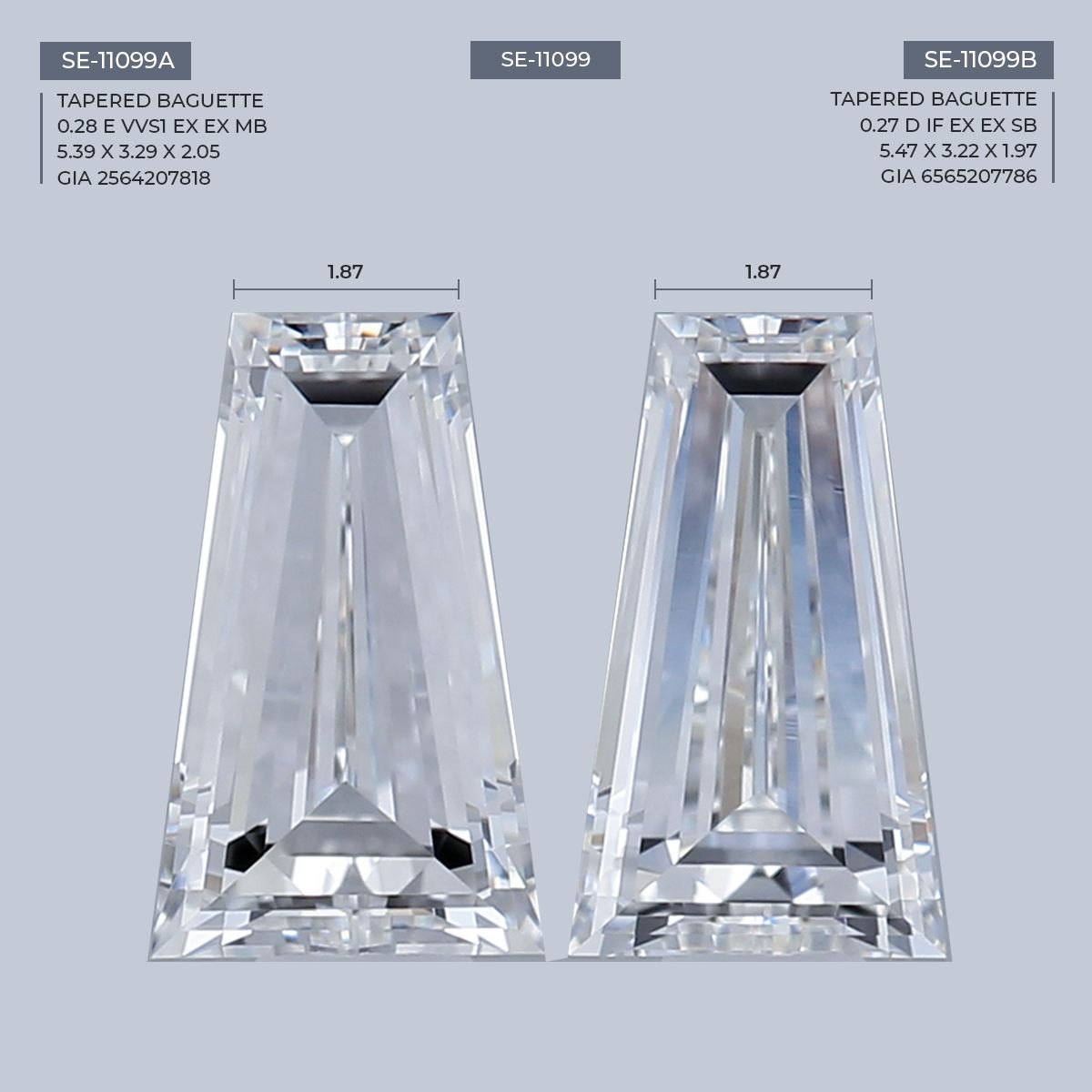 0.28 ct Tapered baguette Diamond