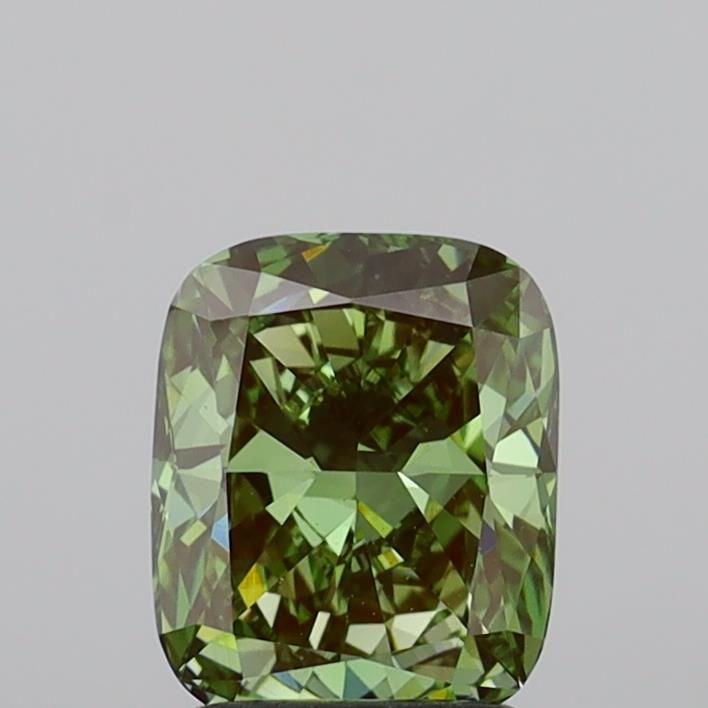 1.58 CT Fancy Vivid Green CUSHION MODIFIED