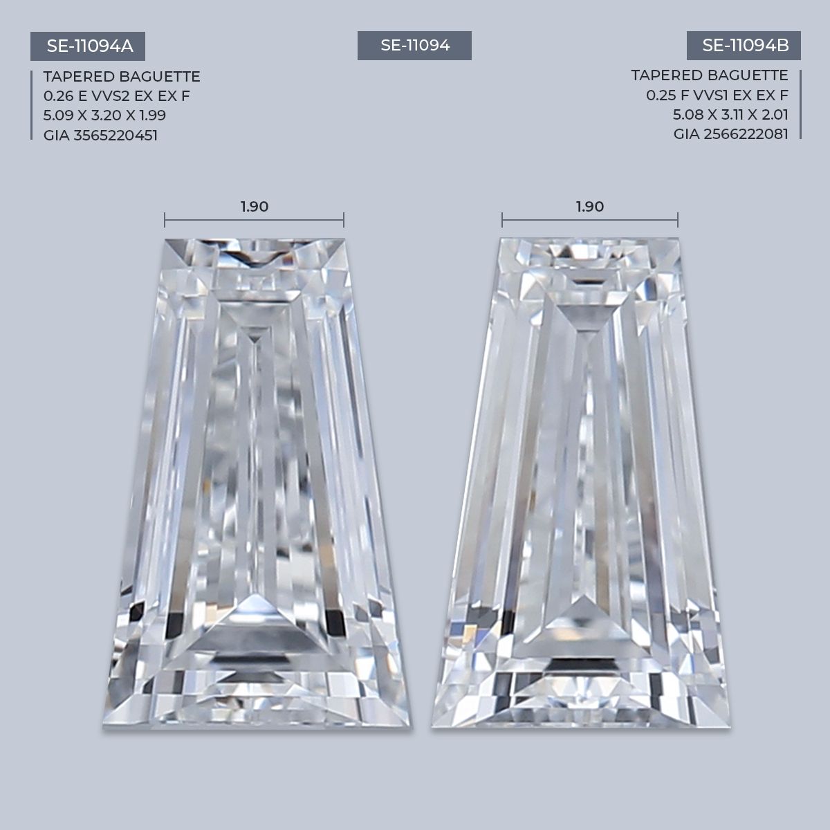 0.25 ct Tapered baguette Diamond