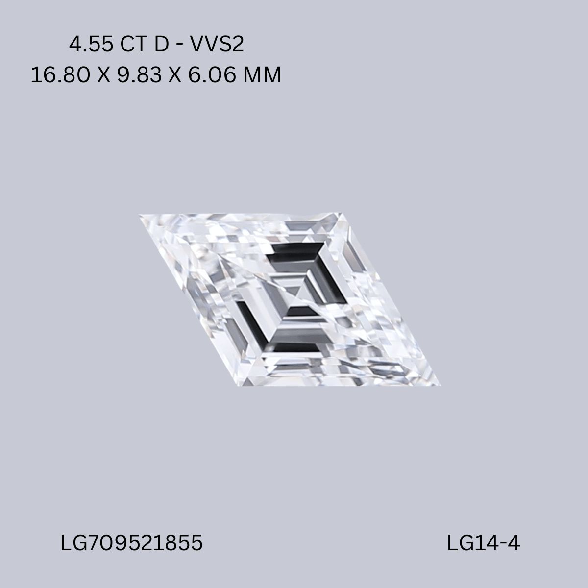 4.55 ct lab-grown Lozenge Diamond