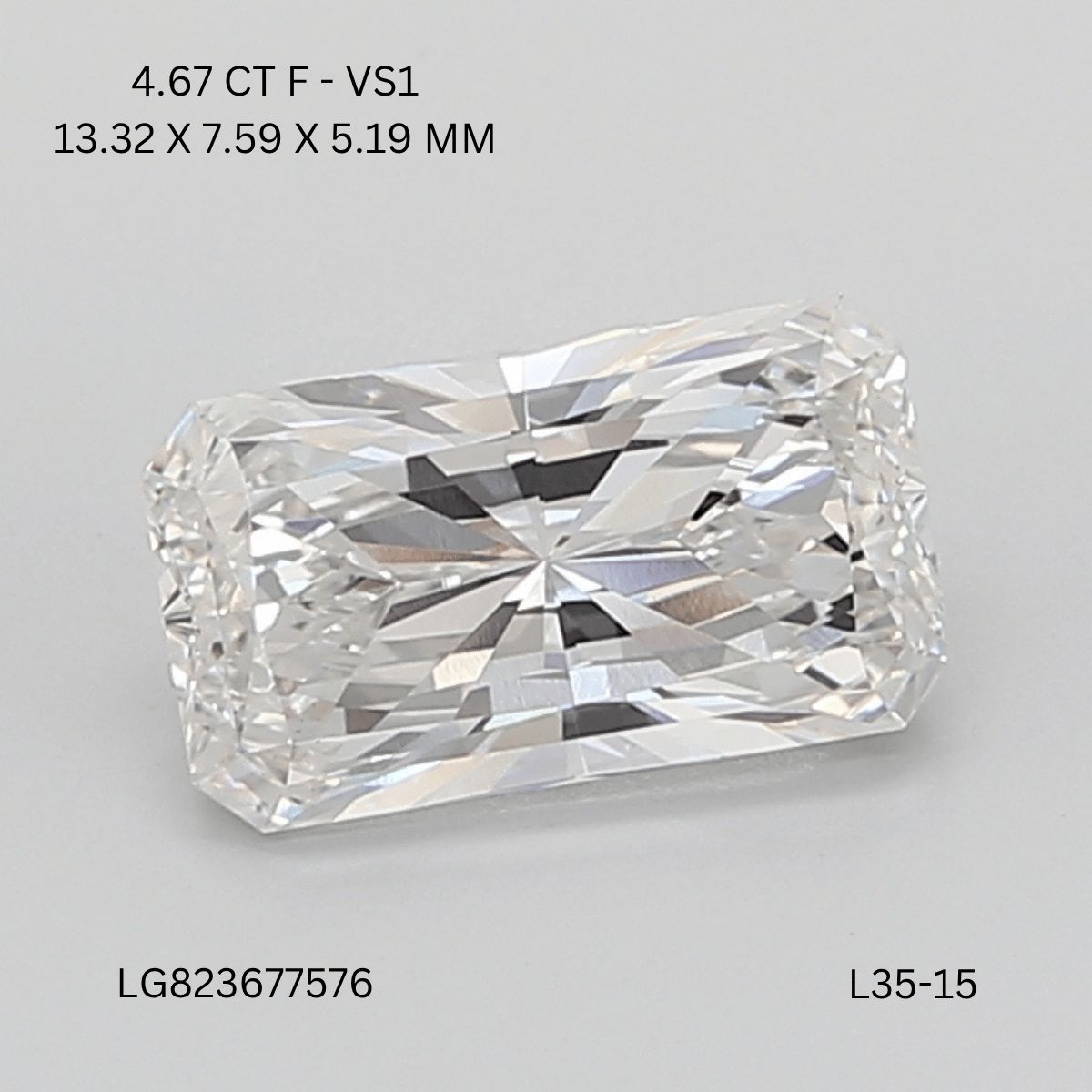 4.67 ct. radiant Lab Grown Diamond front image