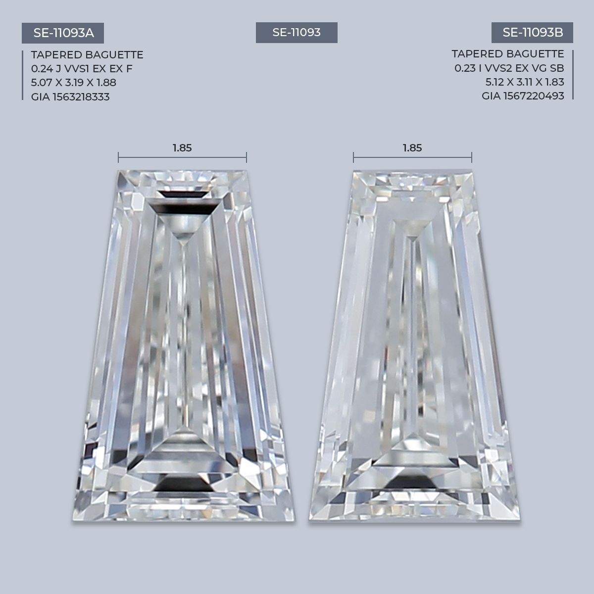 0.24 ct Tapered baguette Diamond