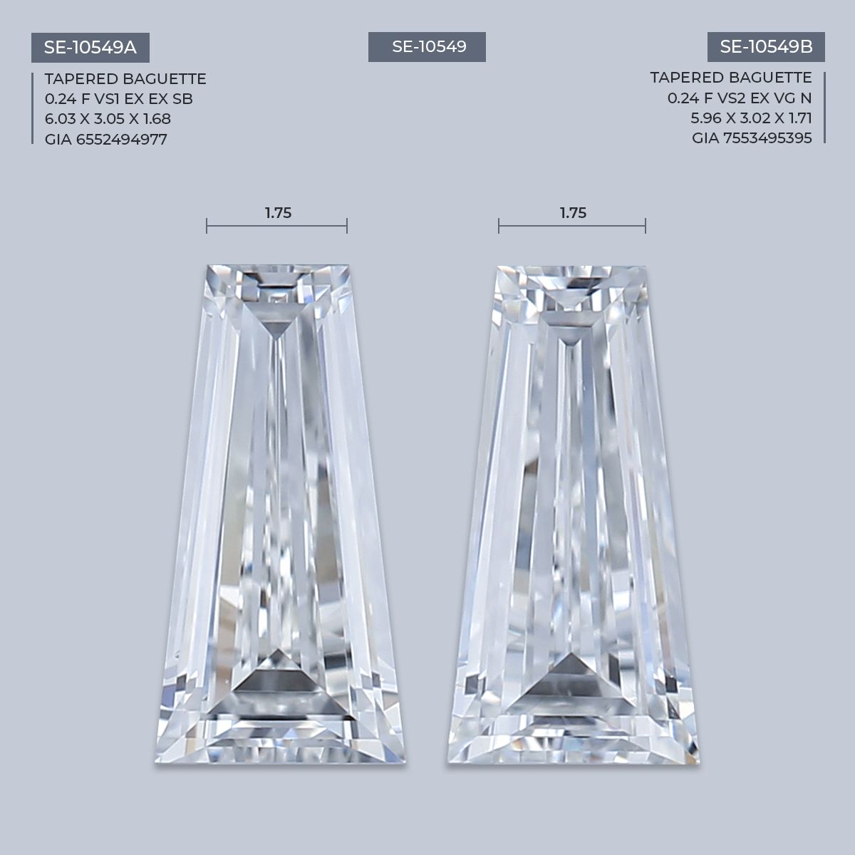 0.24 ct Tapered baguette Diamond
