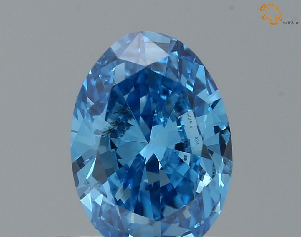 0.52 CT Fancy Vivid Blue OVAL