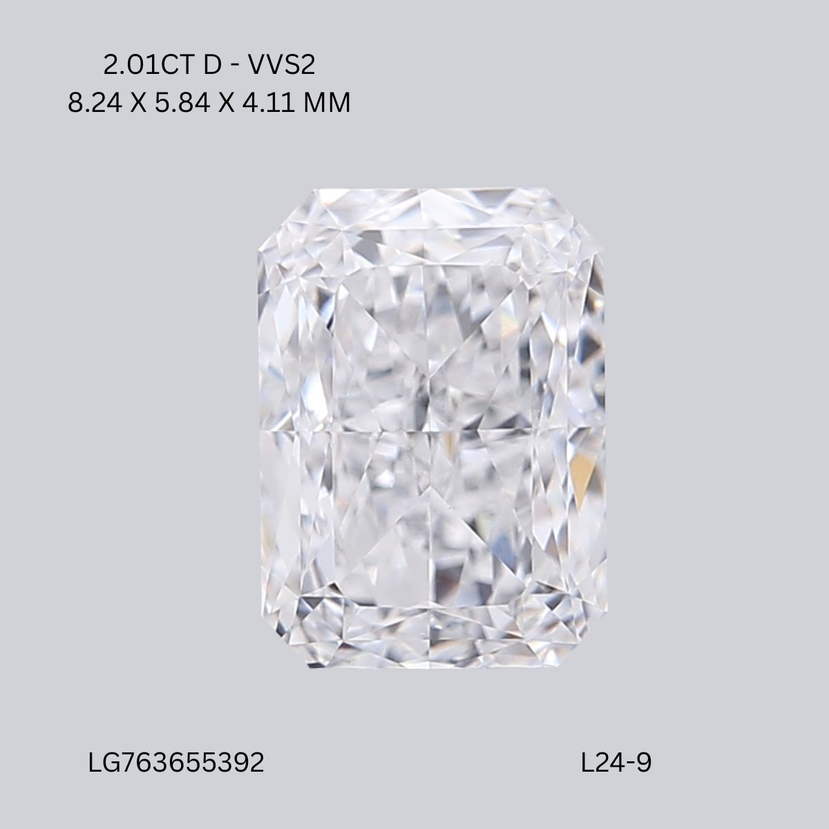 2.01 ct. radiant Lab Grown Diamond front image