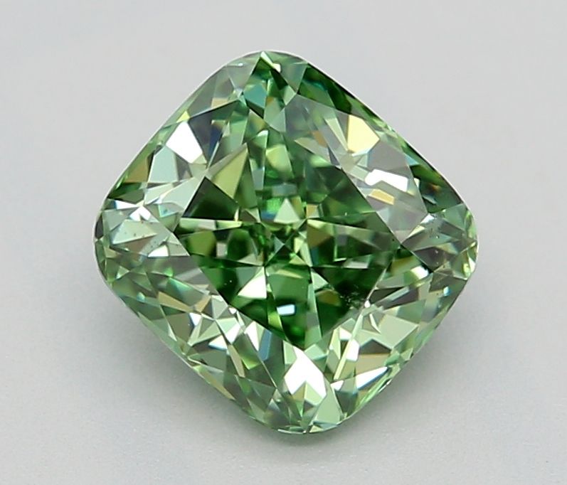 1.02 CT Fancy Vivid Green CUSHION MODIFIED