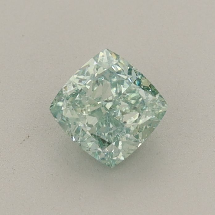 0.57 CT Fancy Vivid Blueish Green CUSHION MODIFIED