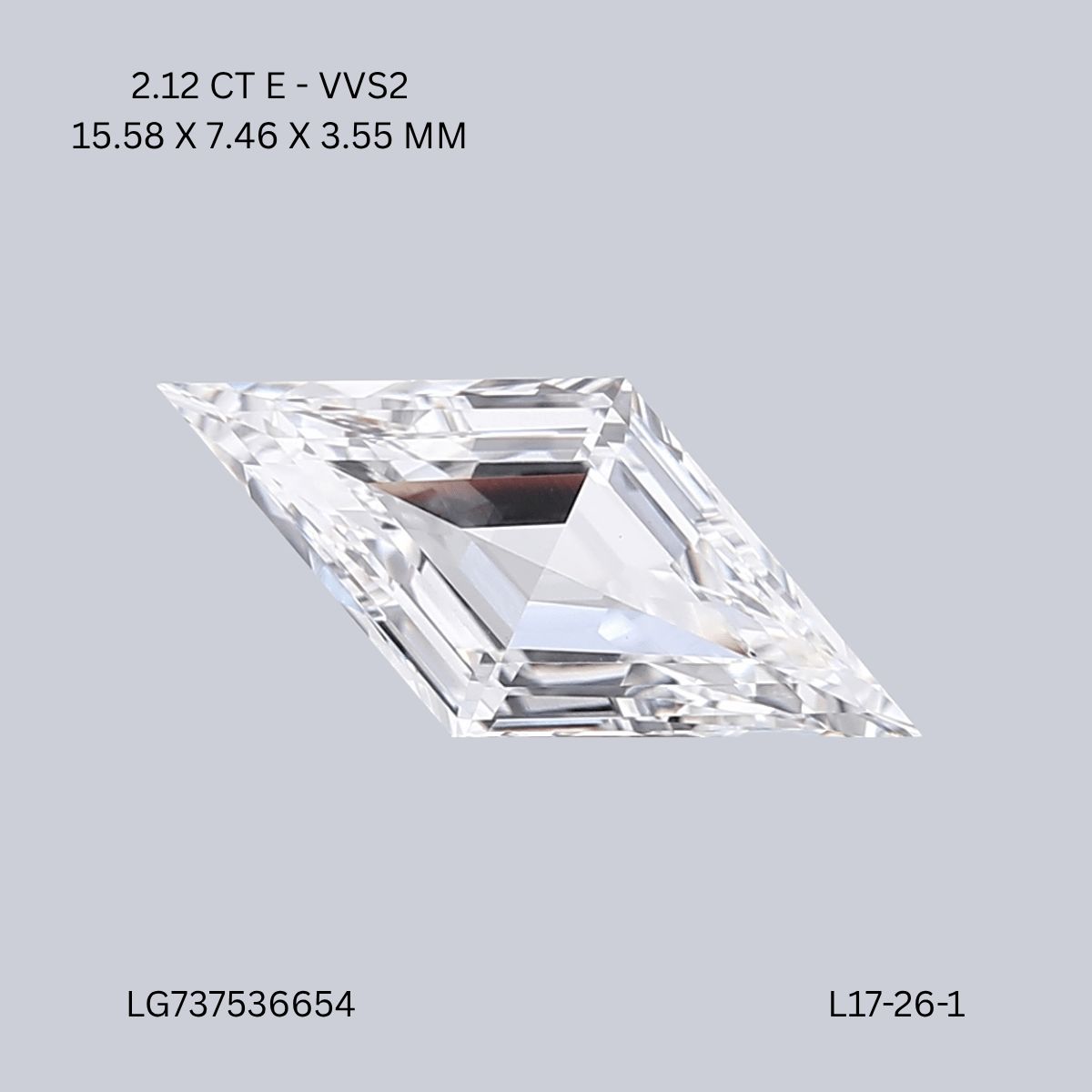 2.12 ct lab-grown Lozenge Diamond