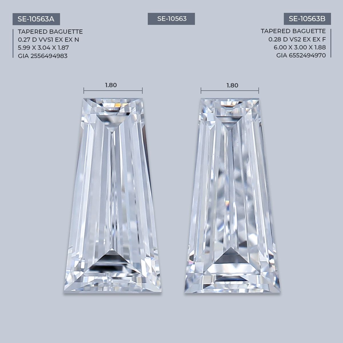0.28 ct Tapered baguette Diamond
