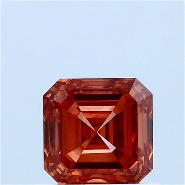 0.83 CT Fancy Vivid Pink Orange ASSCHER