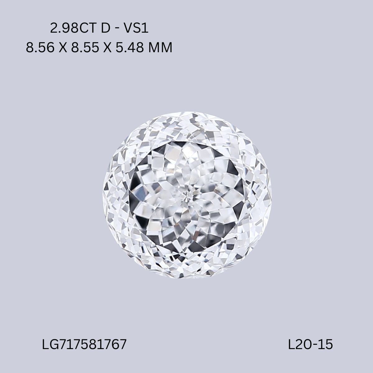 2.98 ct. round Lab Grown Diamond front image