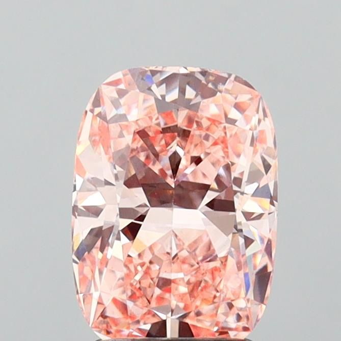 2.0 CT Fancy Intense Orange Pink CUSHION MODIFIED