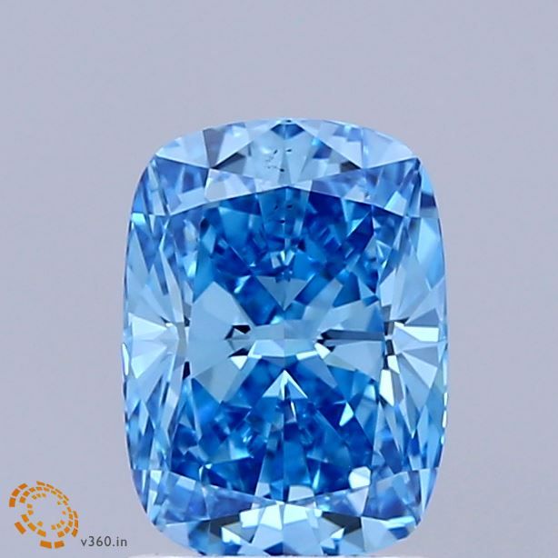 1.51 CT Fancy Vivid Blue CUSHION MODIFIED