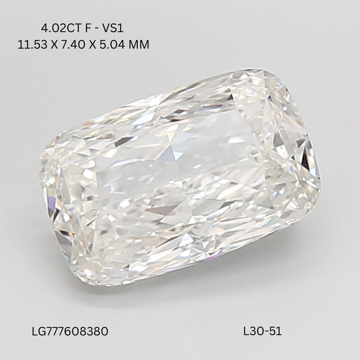 4.02 ct. cushion Lab Grown Diamond front image
