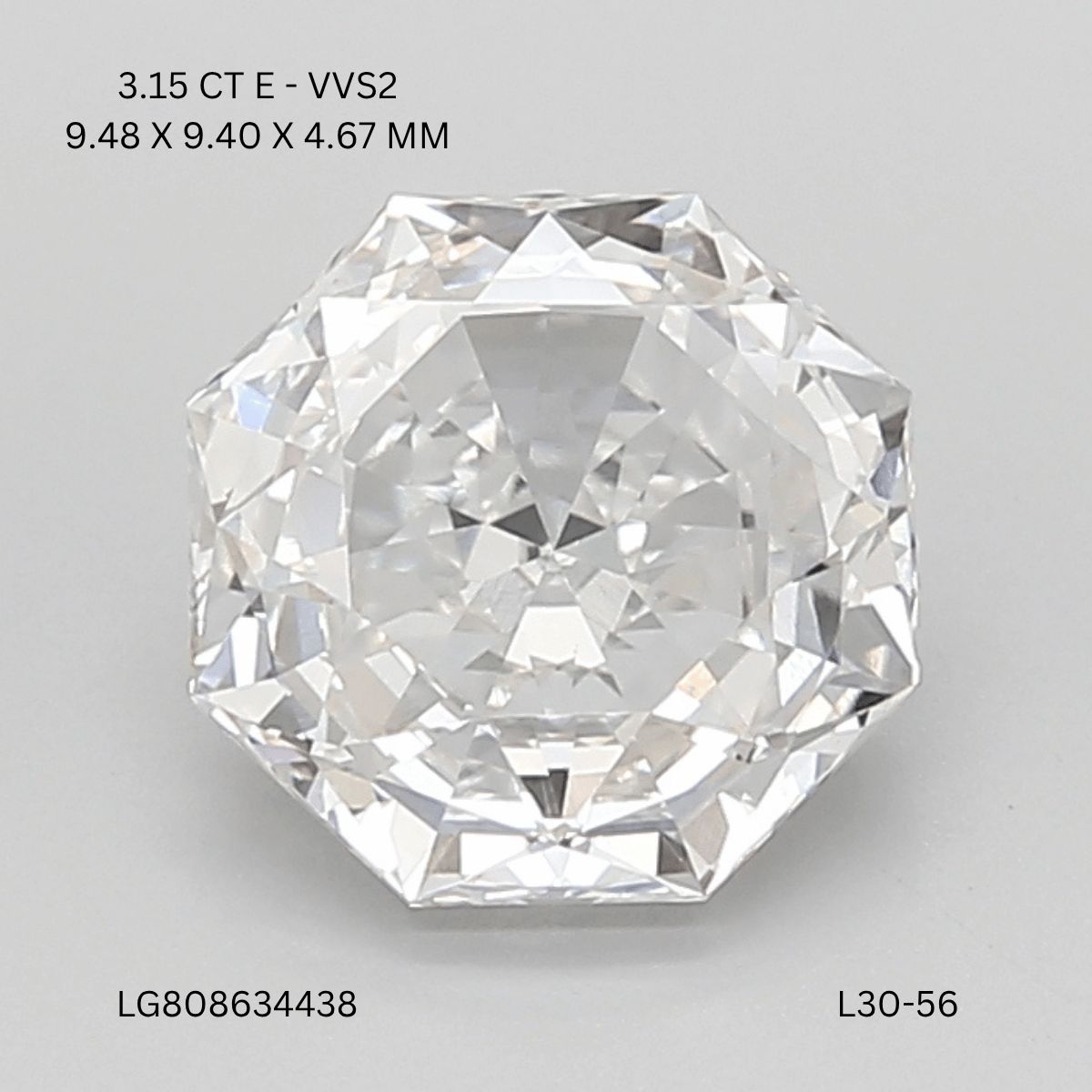 3.15 ct lab-grown Octagonal Diamond