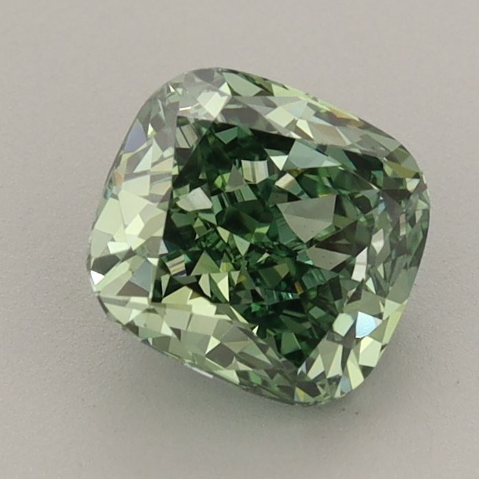 1.38 CT Fancy Vivid Green CUSHION MODIFIED