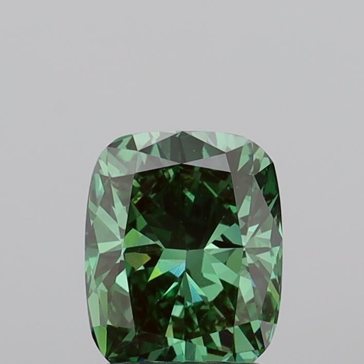 1.53 CT Fancy Vivid Green CUSHION MODIFIED