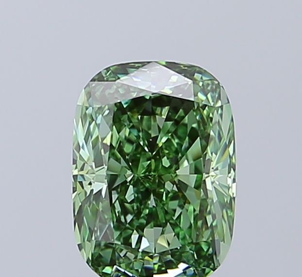 1.56 CT Fancy Vivid Green CUSHION MODIFIED
