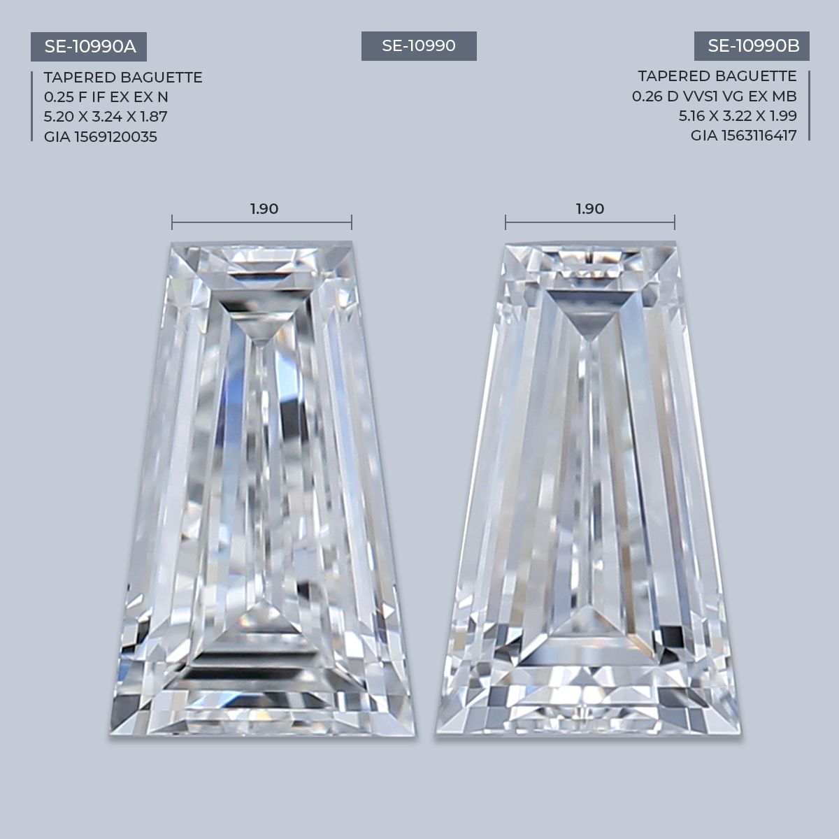 0.26 ct Tapered baguette Diamond