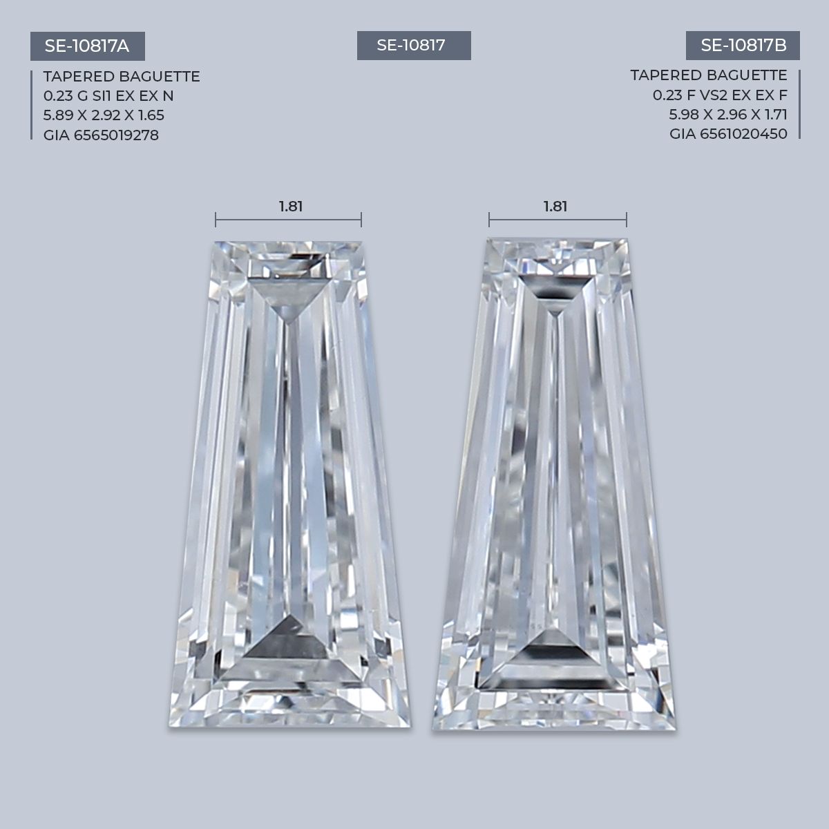0.23 ct Tapered baguette Diamond
