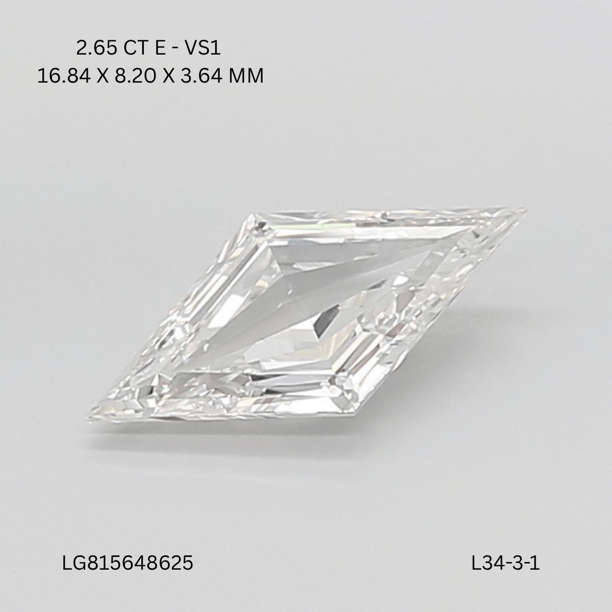 2.65 ct lab-grown Lozenge Diamond