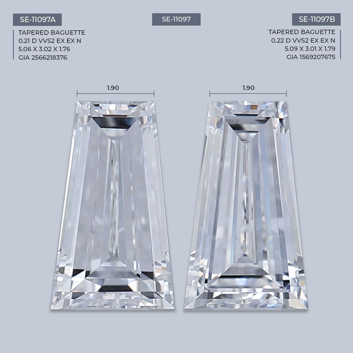 0.22 ct Tapered baguette Diamond